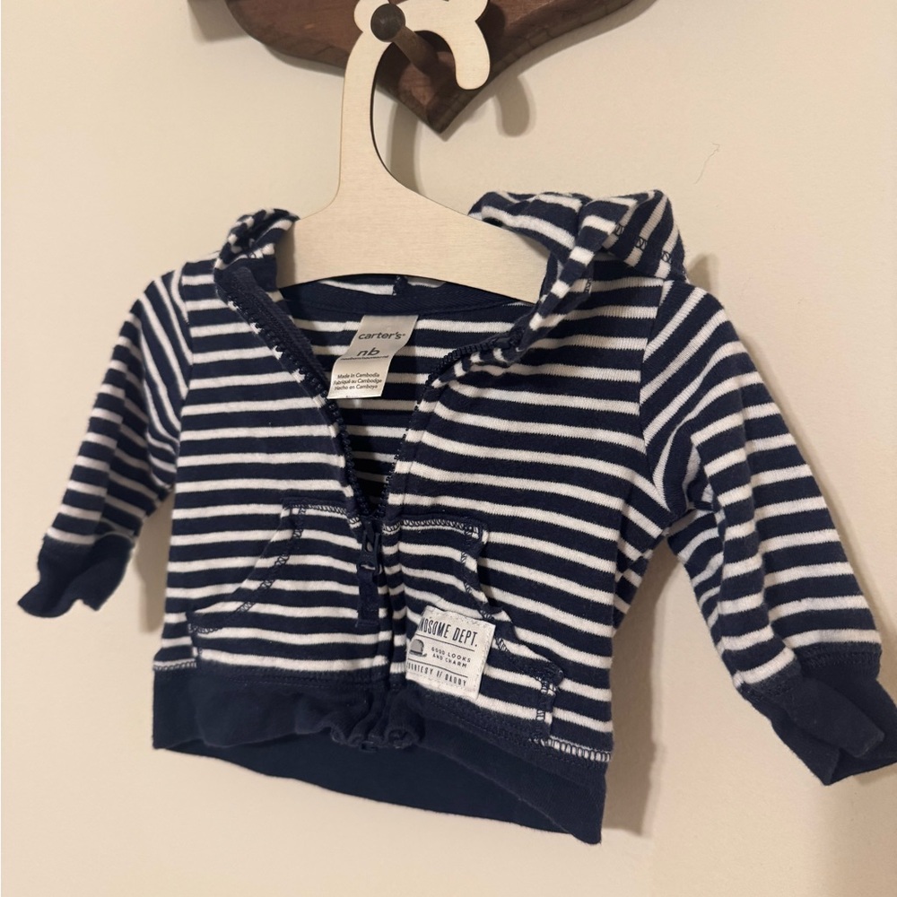 Carter's Navy and White Striped Hoodie